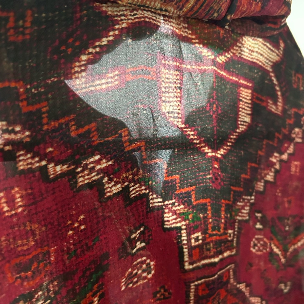 Tory Burch 100% Silk Aztec Print Tie-Neck Blouse – Size 4 – Great Condition - Picture 9 of 9